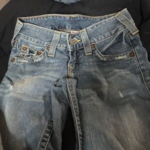 True Religion Cropped Blue Denim Jeans